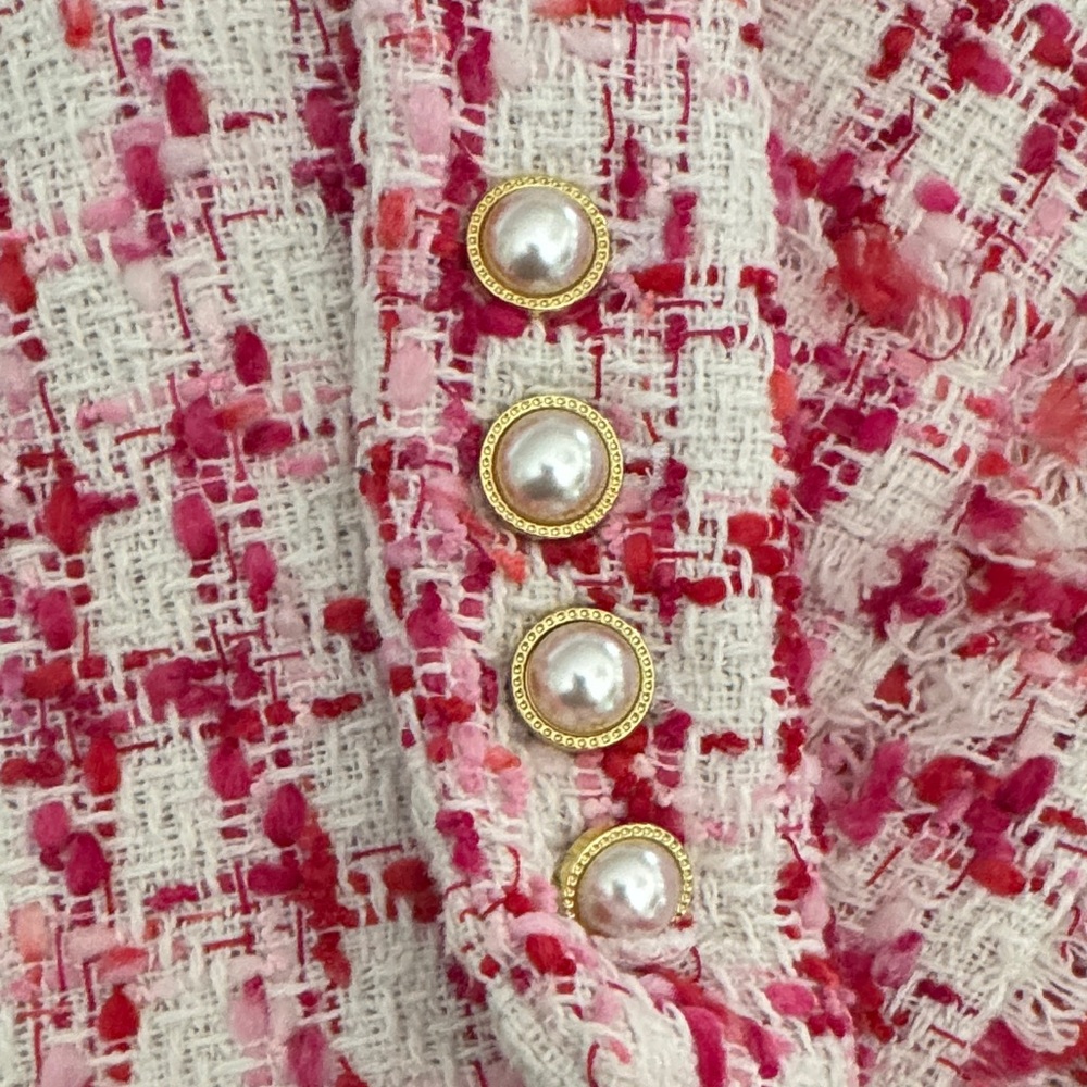 Nanette Lepore Pink and White Tweed Jacket Blazer - Picture 4 of 6